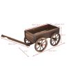 Wooden Wagon Planter Cart with Wheels – Rustic Fir Wood Flower Box for Patio, Porch, Garden & Backyard Décor