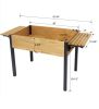 Elevated Raised Garden Bed with Metal Legs & Folding Storage Shelf – Wooden Planter Box for Herbs, Vegetables & Flowers
