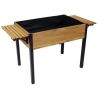Elevated Raised Garden Bed with Metal Legs & Folding Storage Shelf – Wooden Planter Box for Herbs, Vegetables & Flowers