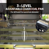 Charcoal BBQ Grill with Adjustable Charcoal Pan – 245 Sq. In. Outdoor Barbecue Grill with Warming Rack, Thermometer & Storage Shelves