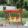 Kids Porch Swing with Adjustable Canopy – 2-Seat Ladybug Swing Chair with Seat Belts, Outdoor Children's Swing