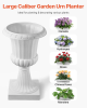 26.4-Inch White Plastic Urn Planters – 2-Pack Classic Pedestal Flower Pots for Front Porch, Patio & Garden