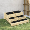3-Tier Raised Garden Bed – Wooden Stair-Step Planter Box with 5 Planting Compartments, Drainage Fabric & Outdoor Vegetable Herb Garden