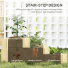 3-Tier Raised Garden Bed – Wooden Stair-Step Planter Box with 5 Planting Compartments, Drainage Fabric & Outdoor Vegetable Herb Garden