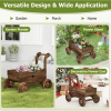 Rustic Wooden Wagon Planter Cart with Wheels & Handle – Decorative Flower Cart with Drainage Hole for Garden, Patio & Porch