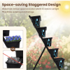 5-Tier Vertical Raised Garden Bed with Wheels – Staggered Planter Tower with 5 Removable Boxes for Herbs, Flowers & Vegetables