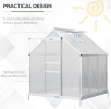 6.2' x 6.2' Walk-In Greenhouse with Sliding Door, Polycarbonate Panels & Adjustable Windows – Outdoor Garden Greenhouse