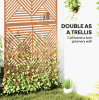 Decorative Outdoor Privacy Screen with Stand – 3-Panel Metal Room Divider & Climbing Plant Trellis, Brown Rhombus Design