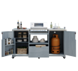 66.5" Outdoor Kitchen Island Grill Cart – 201 Stainless Steel Top, Storage Cabinets & Wheels