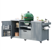 66.5" Outdoor Kitchen Island Grill Cart – 201 Stainless Steel Top, Storage Cabinets & Wheels