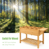 Elevated Planter Box Kit with 8 Grids, Folding Tabletop & Storage Shelves – Wooden Raised Garden Bed for Flowers, Herbs & Vegetables