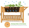 Elevated Planter Box Kit with 8 Grids, Folding Tabletop & Storage Shelves – Wooden Raised Garden Bed for Flowers, Herbs & Vegetables