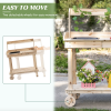 Potting Bench Workstation with Removable Sink, Wheels, Drawer & Storage Shelves – Natural Wood Garden Potting Table