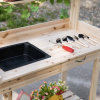 Potting Bench Workstation with Removable Sink, Wheels, Drawer & Storage Shelves – Natural Wood Garden Potting Table