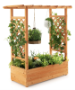 Raised Garden Bed with Trellis & Hanging Roof – Wooden Elevated Planter Box for Climbing Plants, Flowers & Hanging Baskets