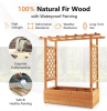 Raised Garden Bed with Trellis & Hanging Roof – Wooden Elevated Planter Box for Climbing Plants, Flowers & Hanging Baskets