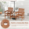 2-Person Outdoor Patio Loveseat Set with Built-In Side Table – Solid Wood Porch Bench for Patio, Garden & Backyard