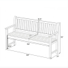 59-Inch 3-Seater Outdoor Wooden Garden Bench with Backrest & Wide Armrests