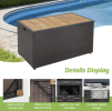 134-Gallon Rattan Storage Box with Acacia Wood Top & Zippered Liner – Large Outdoor Patio Deck Box