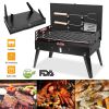 Portable Foldable Charcoal Grill – Suitcase BBQ Grill with Adjustable Cooking Height, Windproof Cover & Grill Tools