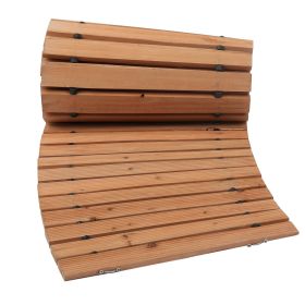 8' x 17" Curved Roll-Out Cedar Garden Walkway – Non-Slip Wooden Outdoor Path with Wire Rope Connection for Patio, Yard & Events