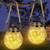 2-Pack Solar Crackle Glass Lanterns – Outdoor Globe Garden Lights with Automatic Dusk-to-Dawn Lighting, Waterproof Design