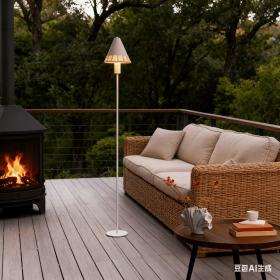 Rechargeable Linen & Rattan Floor Lamp – Cordless Portable Indoor & Outdoor Floor Light for Patio, Yard & Garden