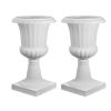 26.4-Inch White Plastic Urn Planters – 2-Pack Classic Pedestal Flower Pots for Front Porch, Patio & Garden