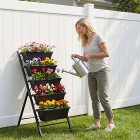 5-Tier Vertical Raised Garden Bed with Wheels – Staggered Planter Tower with 5 Removable Boxes for Herbs, Flowers & Vegetables