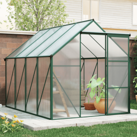 6' x 8' Outdoor Aluminum Greenhouse – Green Patio Garden Greenhouse for Plants, Seedlings & Year-Round Gardening