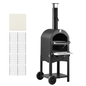 Portable Outdoor Pizza Oven with 2-Layer Cooking Rack & Folding Legs – Wood, Charcoal & Pellet-Fired Pizza Maker with Pizza Stone