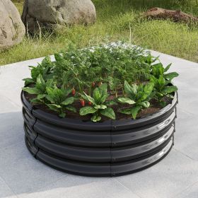 32.08" Round Galvanized Metal Raised Garden Bed – 11.4" Tall Outdoor Planter Box for Vegetables, Herbs, Flowers & Succulents
