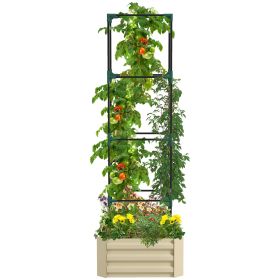 Galvanized Raised Garden Bed with Adjustable Trellis & Tomato Cage – 24" x 24" Metal Outdoor Planter Box for Vegetables, Herbs & Climbing Plants