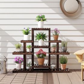 6-Tier Wooden Plant Stand with 9 Shelves – Multi-Level Indoor & Outdoor Corner Plant Shelf for Flowers, Succulents & Décor