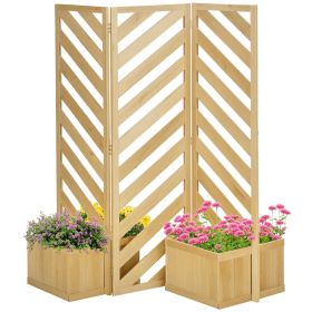 Freestanding Outdoor Privacy Screen with 4 Planters & 3 Trellis Panels – Decorative Garden Divider for Patio, Backyard & Garden