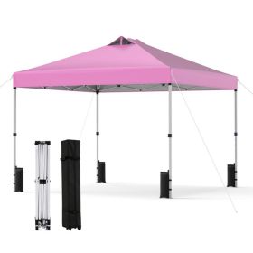 10' x 10' Pop-Up Canopy Tent – 100 Sq. Ft. Outdoor Party Tent with UPF 50+ Sun Protection, Adjustable Height & Roller Bag (Option: Pink)
