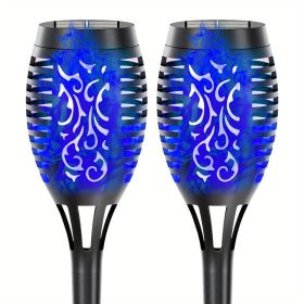 Solar Torch Lights Outdoor – 12 LED Flickering Flame Solar Pathway Lights for Garden, Patio, Yard & Landscape Décor (4-Pack, 8-Pack & 12-Pack) (Color: Blu Ray, size: 2pcs)