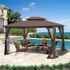13' x 10' Outdoor Patio Gazebo Canopy – Double-Tier Roof with Detachable Mosquito Netting, Waterproof Polyester & Steel Frame